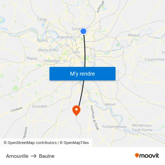 Arnouville to Baulne map
