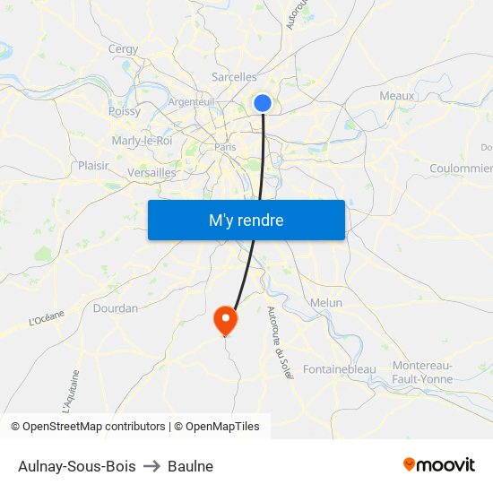 Aulnay-Sous-Bois to Baulne map