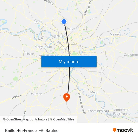 Baillet-En-France to Baulne map