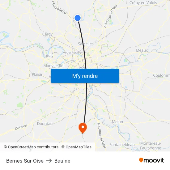 Bernes-Sur-Oise to Baulne map