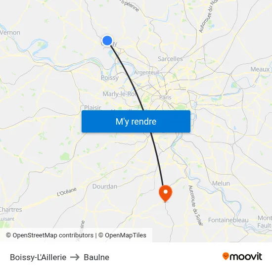 Boissy-L'Aillerie to Baulne map