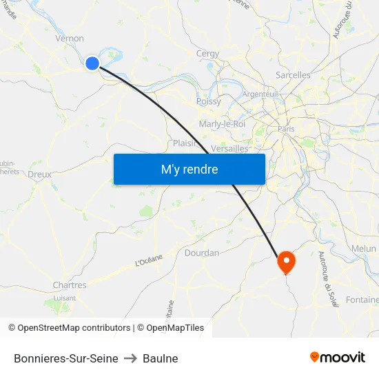 Bonnieres-Sur-Seine to Baulne map