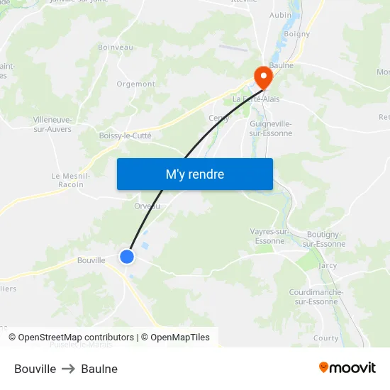 Bouville to Baulne map