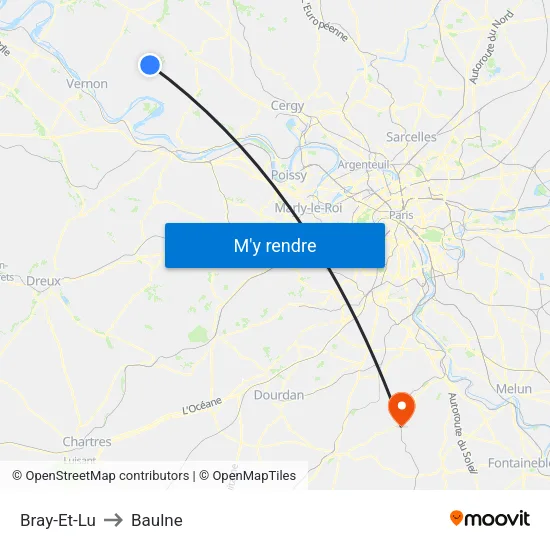 Bray-Et-Lu to Baulne map
