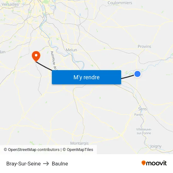 Bray-Sur-Seine to Baulne map