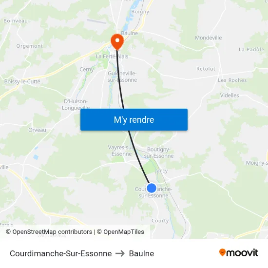 Courdimanche-Sur-Essonne to Baulne map