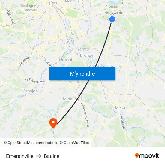 Emerainville to Baulne map