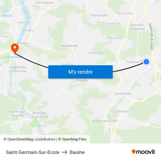 Saint-Germain-Sur-Ecole to Baulne map