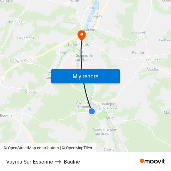 Vayres-Sur-Essonne to Baulne map