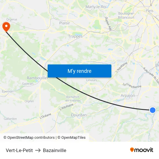 Vert-Le-Petit to Bazainville map