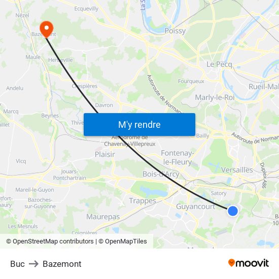 Buc to Bazemont map