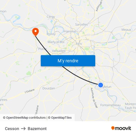 Cesson to Bazemont map