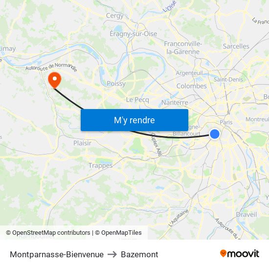 Montparnasse-Bienvenue to Bazemont map