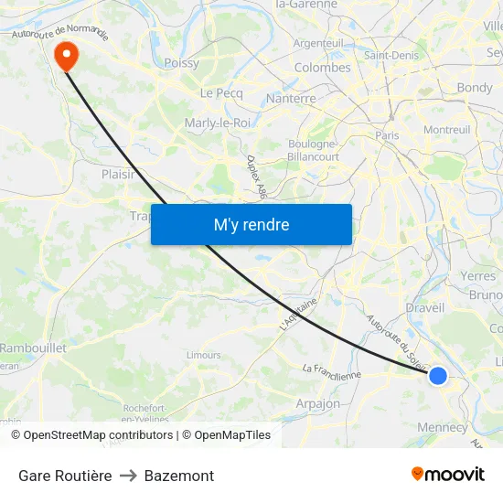 Gare Routière to Bazemont map