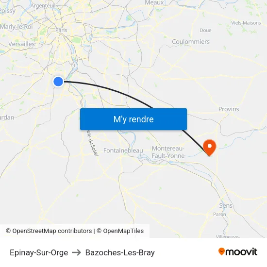 Epinay-Sur-Orge to Bazoches-Les-Bray map