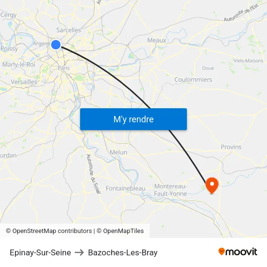 Epinay-Sur-Seine to Bazoches-Les-Bray map