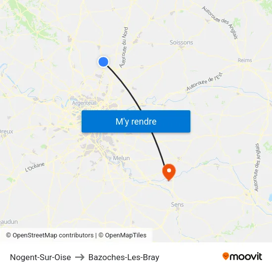 Nogent-Sur-Oise to Bazoches-Les-Bray map