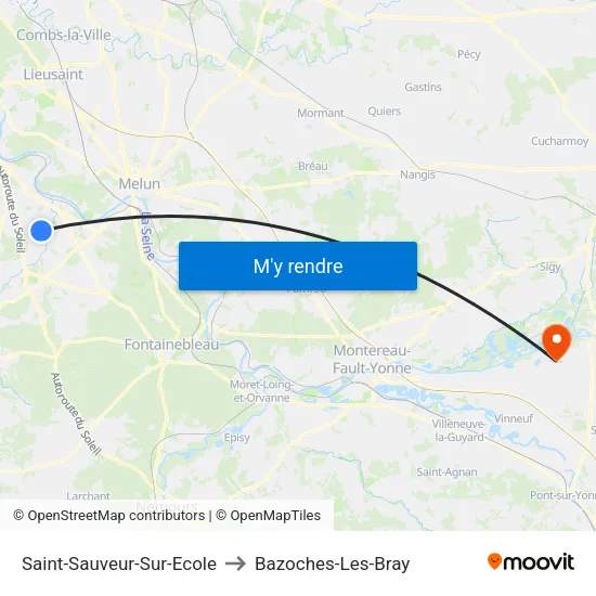 Saint-Sauveur-Sur-Ecole to Bazoches-Les-Bray map