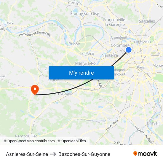 Asnieres-Sur-Seine to Bazoches-Sur-Guyonne map