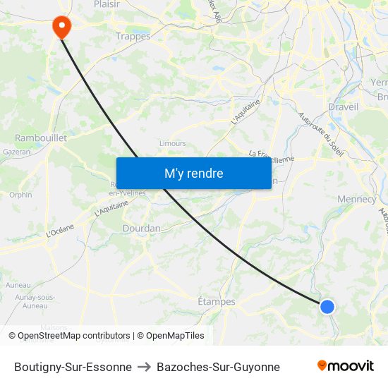 Boutigny-Sur-Essonne to Bazoches-Sur-Guyonne map