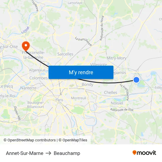 Annet-Sur-Marne to Beauchamp map