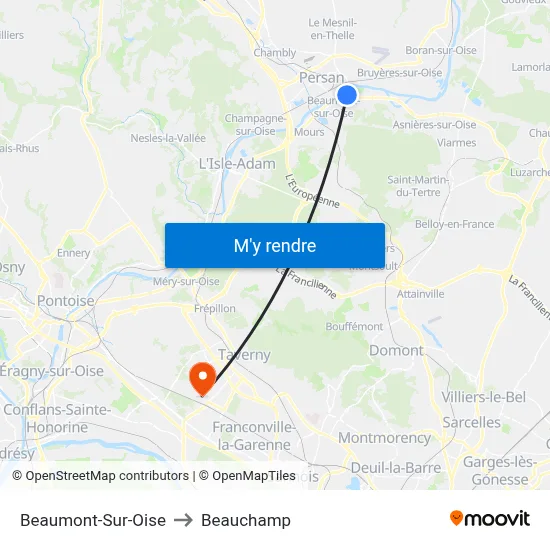 Beaumont-Sur-Oise to Beauchamp map