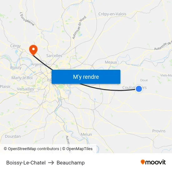 Boissy-Le-Chatel to Beauchamp map