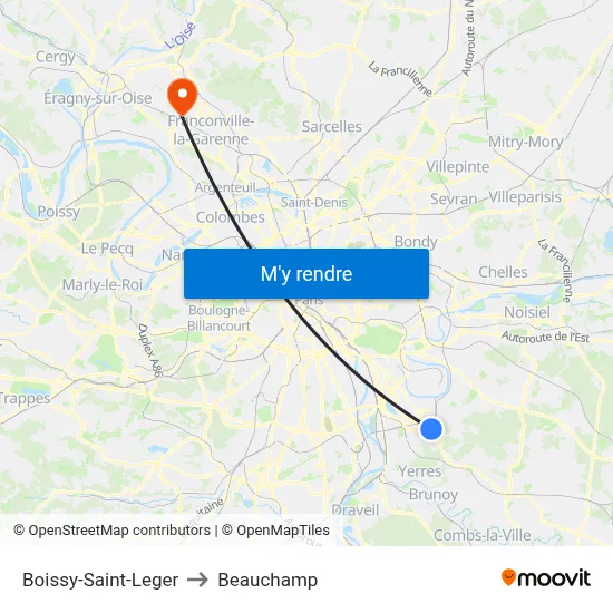 Boissy-Saint-Leger to Beauchamp map