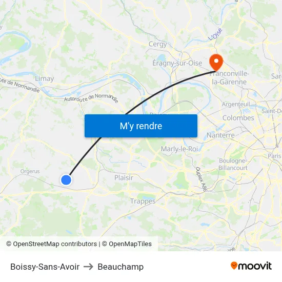 Boissy-Sans-Avoir to Beauchamp map