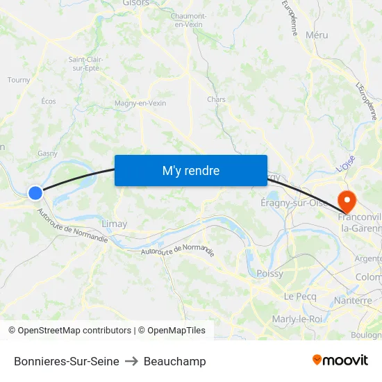 Bonnieres-Sur-Seine to Beauchamp map