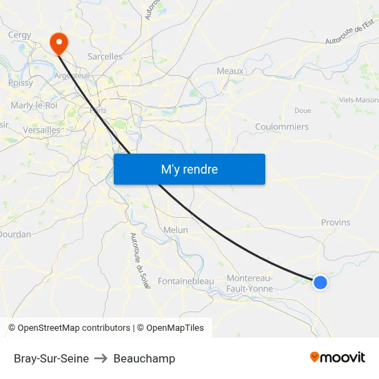 Bray-Sur-Seine to Beauchamp map