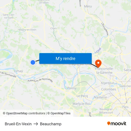 Brueil-En-Vexin to Beauchamp map