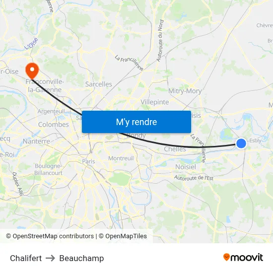Chalifert to Beauchamp map