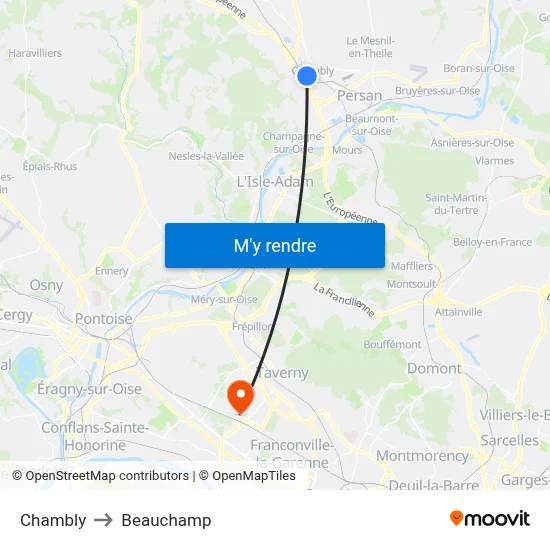 Chambly to Beauchamp map