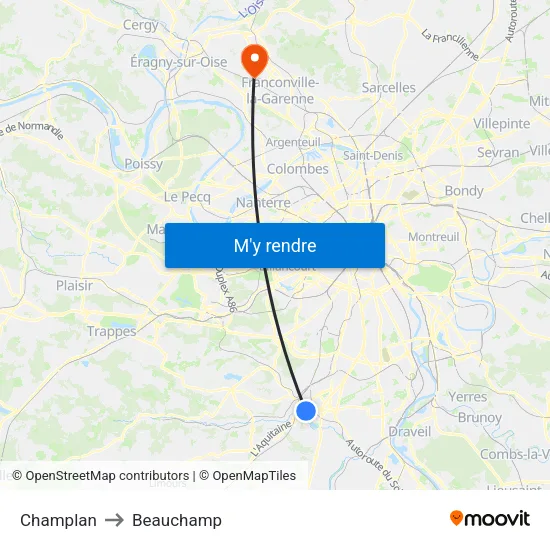 Champlan to Beauchamp map