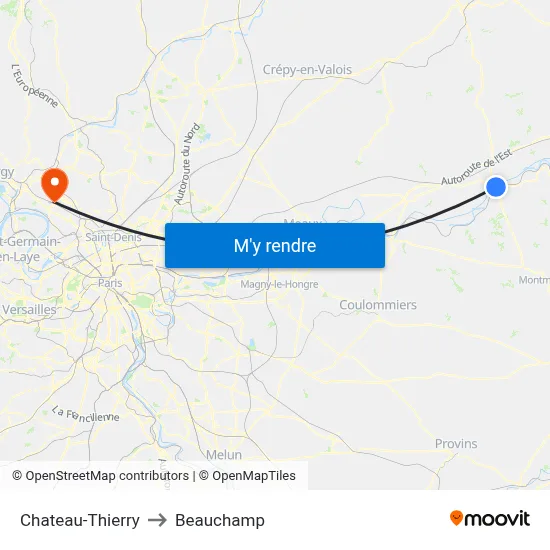 Chateau-Thierry to Beauchamp map