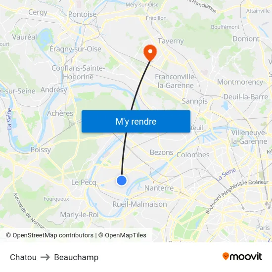Chatou to Beauchamp map