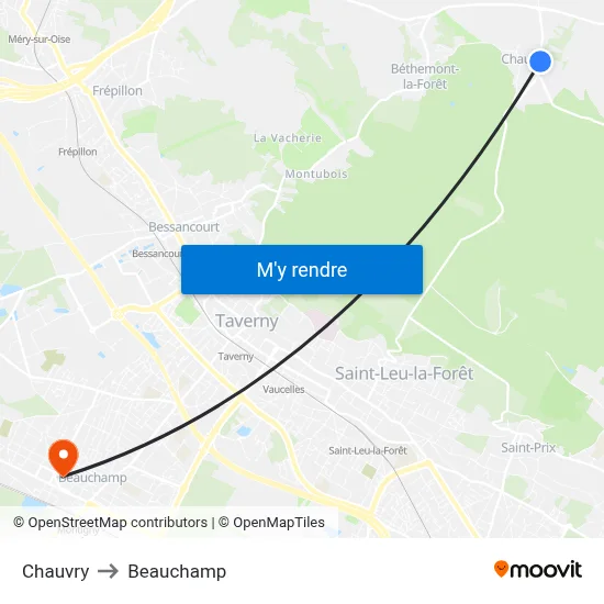 Chauvry to Beauchamp map