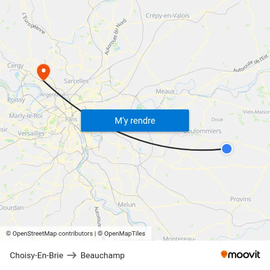 Choisy-En-Brie to Beauchamp map