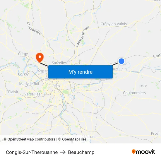 Congis-Sur-Therouanne to Beauchamp map