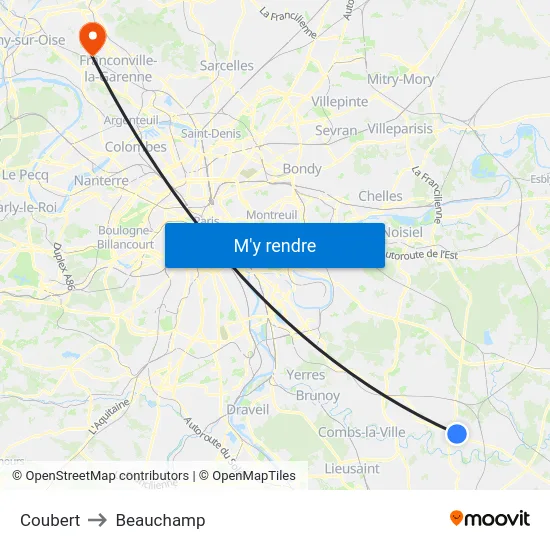 Coubert to Beauchamp map