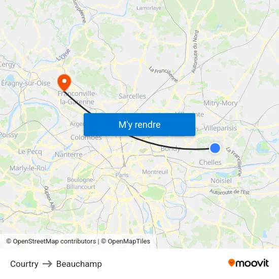 Courtry to Beauchamp map