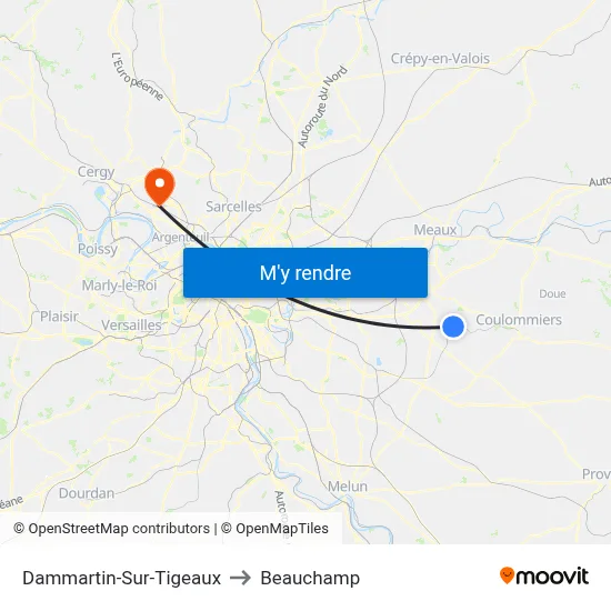 Dammartin-Sur-Tigeaux to Beauchamp map