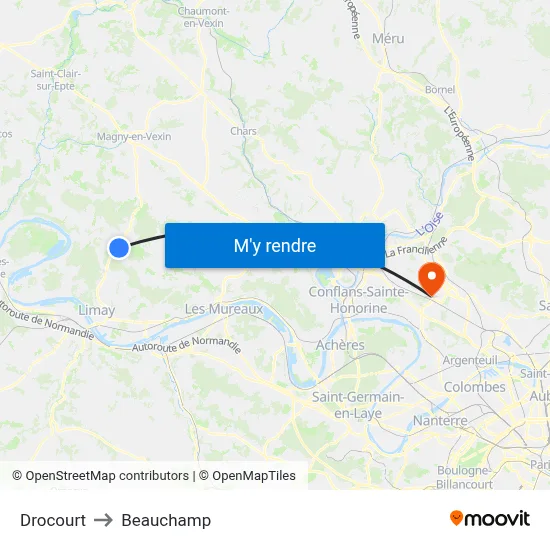 Drocourt to Beauchamp map