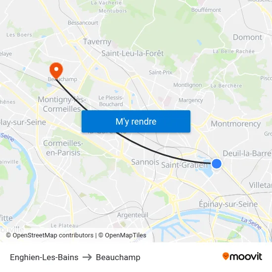 Enghien-Les-Bains to Beauchamp map
