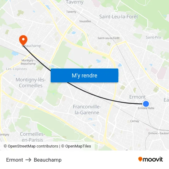 Ermont to Beauchamp map