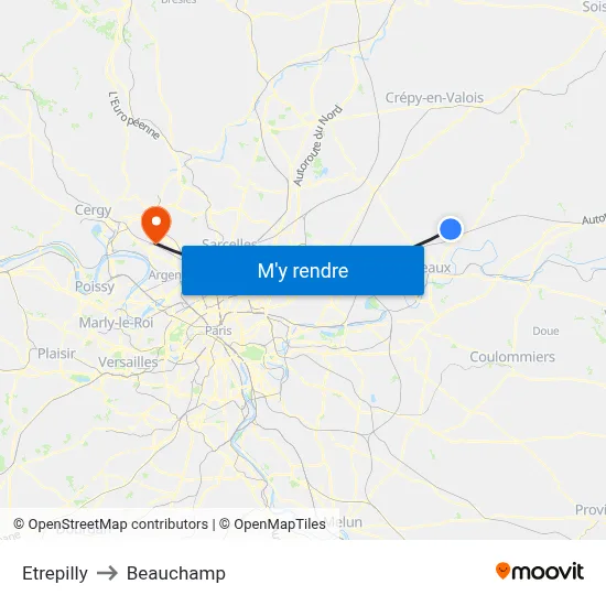 Etrepilly to Beauchamp map