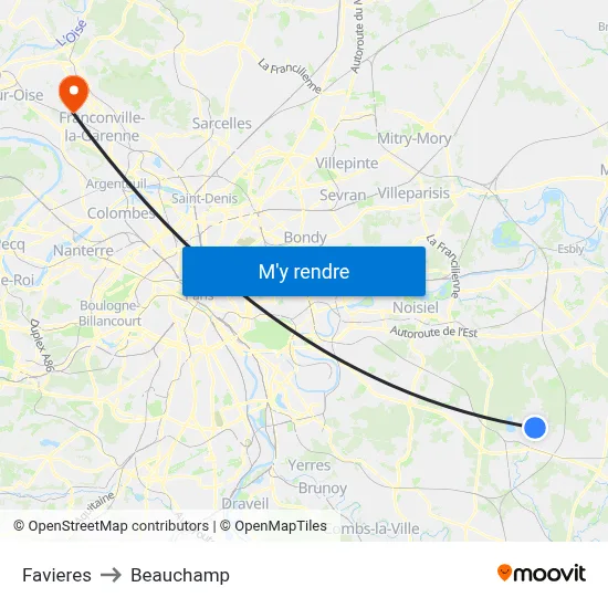 Favieres to Beauchamp map