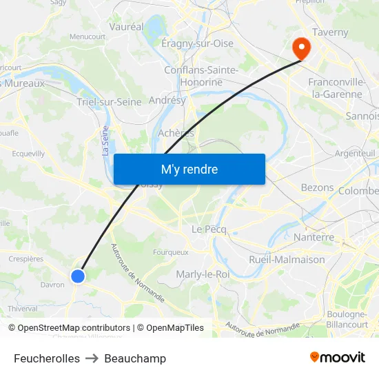 Feucherolles to Beauchamp map