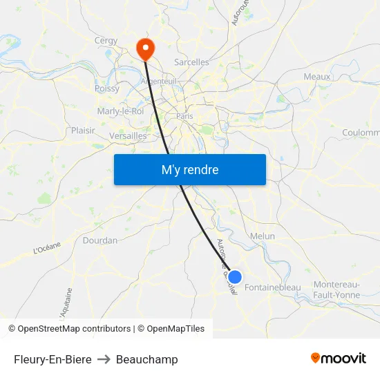 Fleury-En-Biere to Beauchamp map